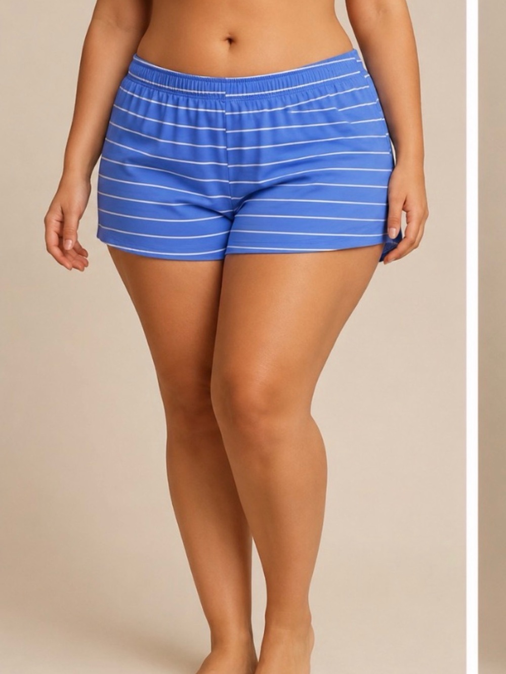 Women’s Light Blue Striped Athletic Shorts - Comfortable Performance Fit